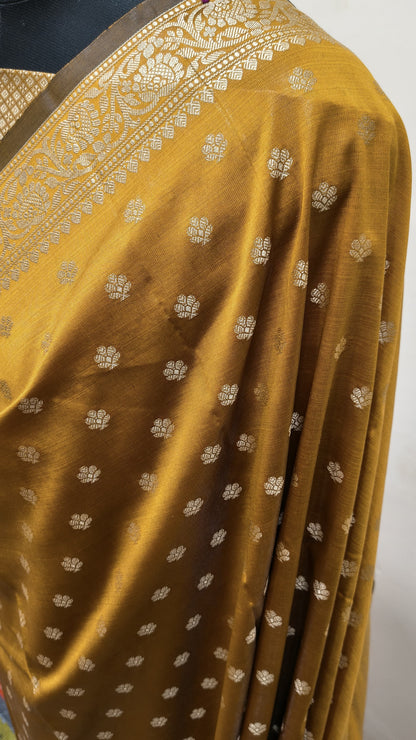 Mustard Yellow Banarasi Saree Banarasi Resham Silk