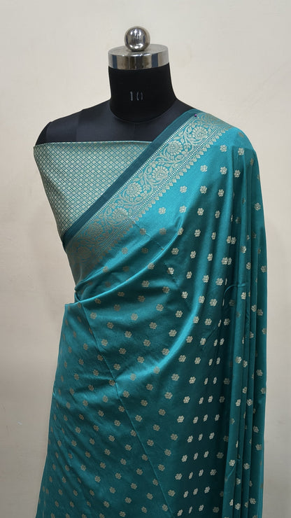 Turquoise Blue Banarasi Saree Banarasi Resham Silk