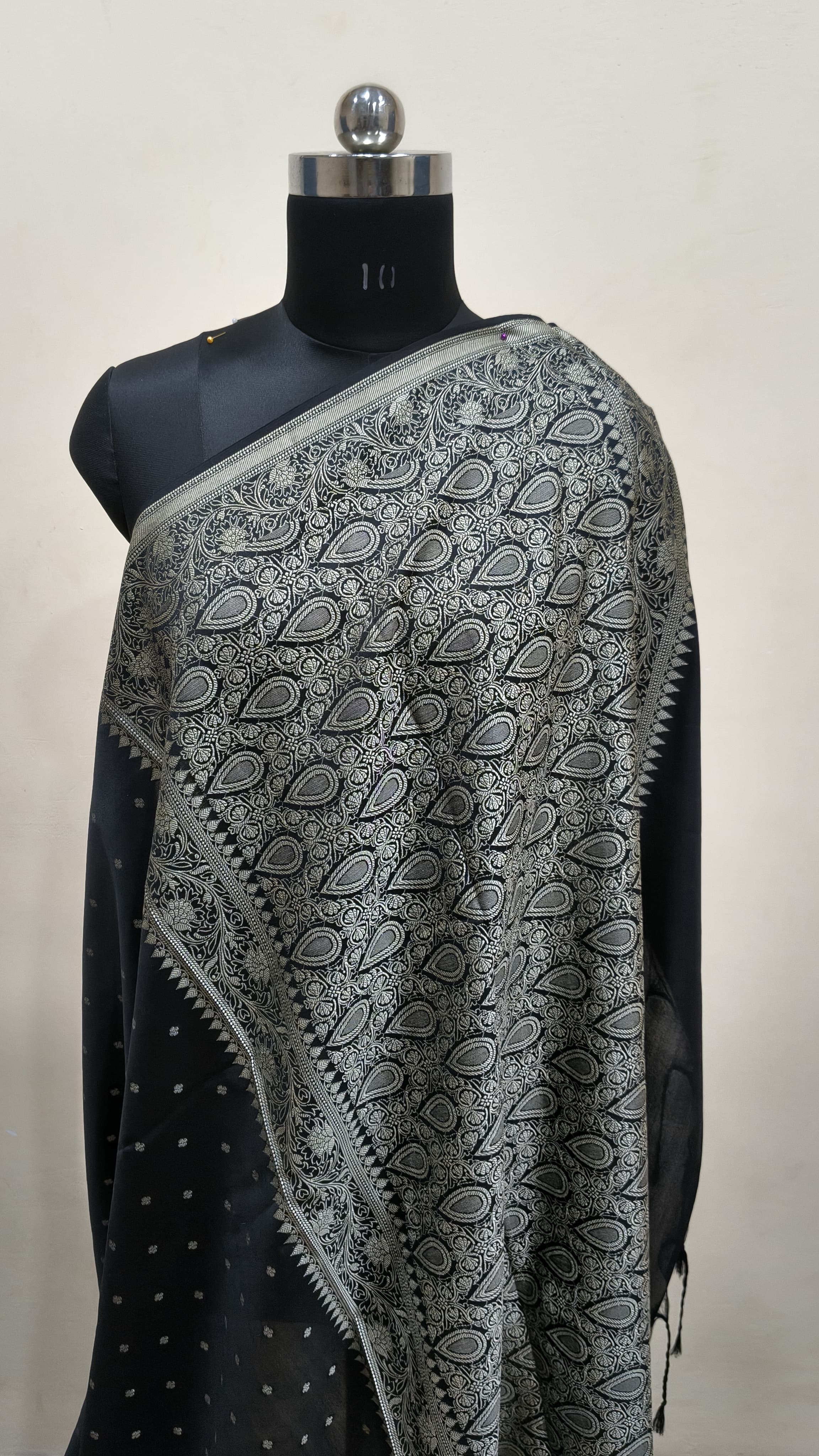 Jet Black Banarasi Saree Banarasi Resham Silk