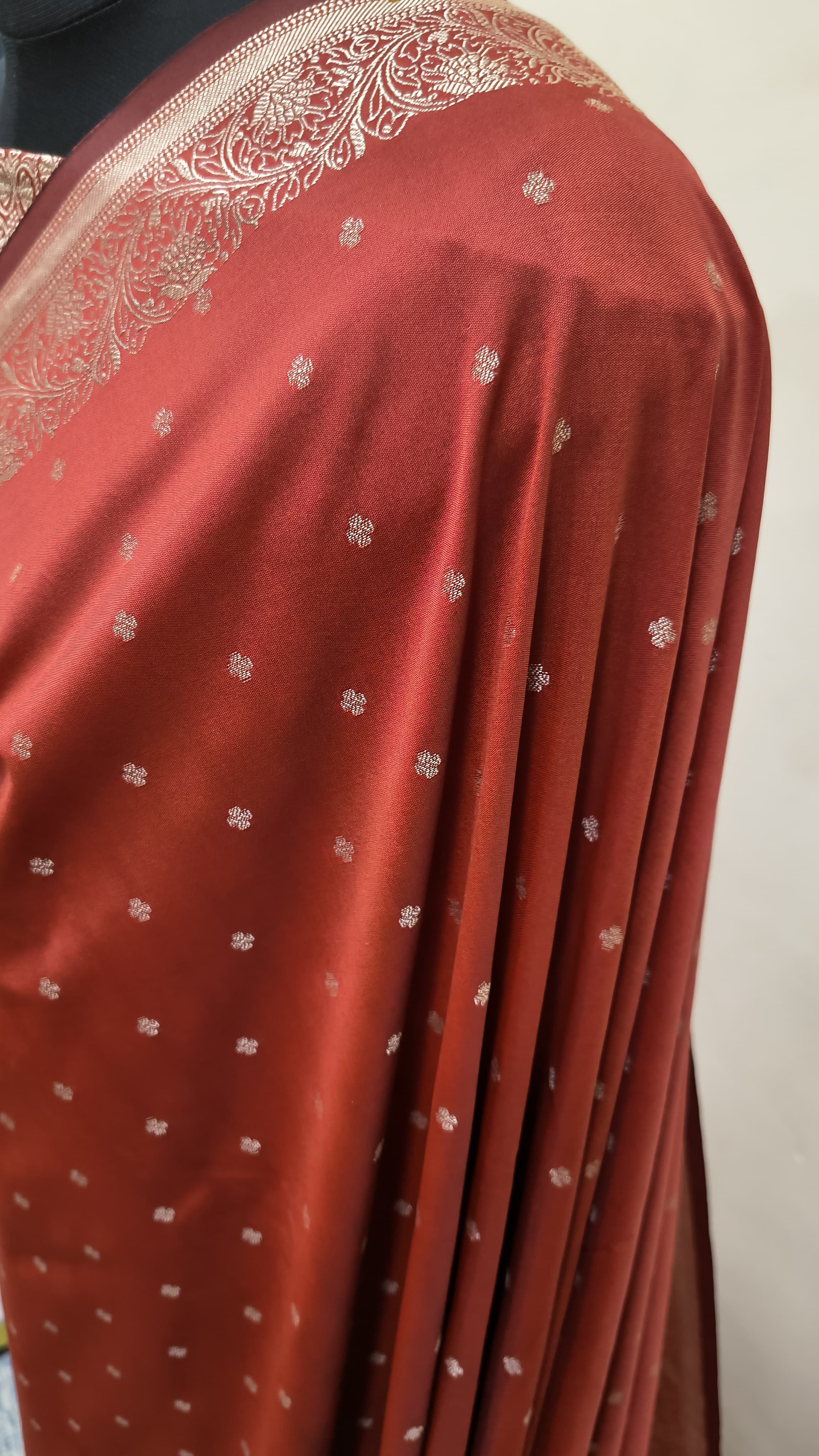 Rust Maroon Banarasi Saree Banarasi Resham Silk