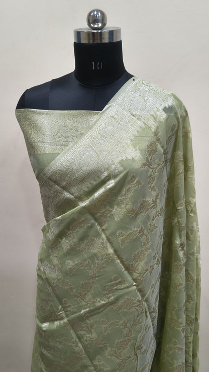 Sage Green Banarasi Cotton Silk Saree