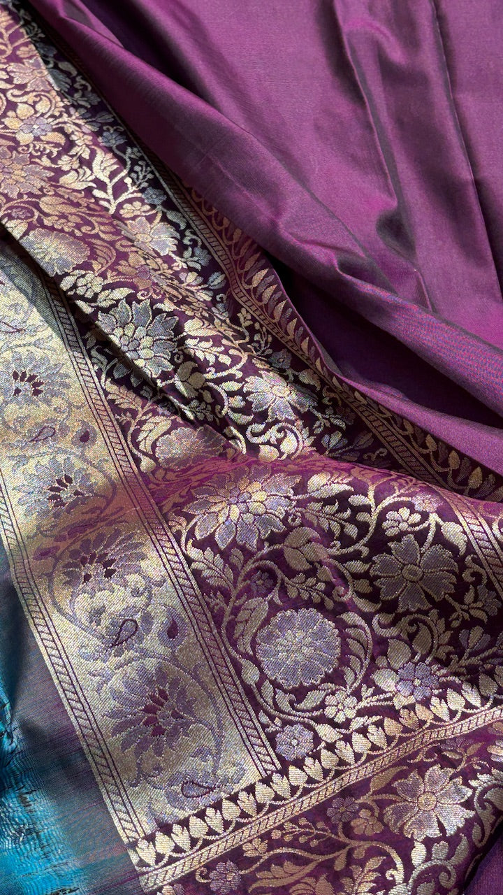 Wine Banarasi premium katan silk saree