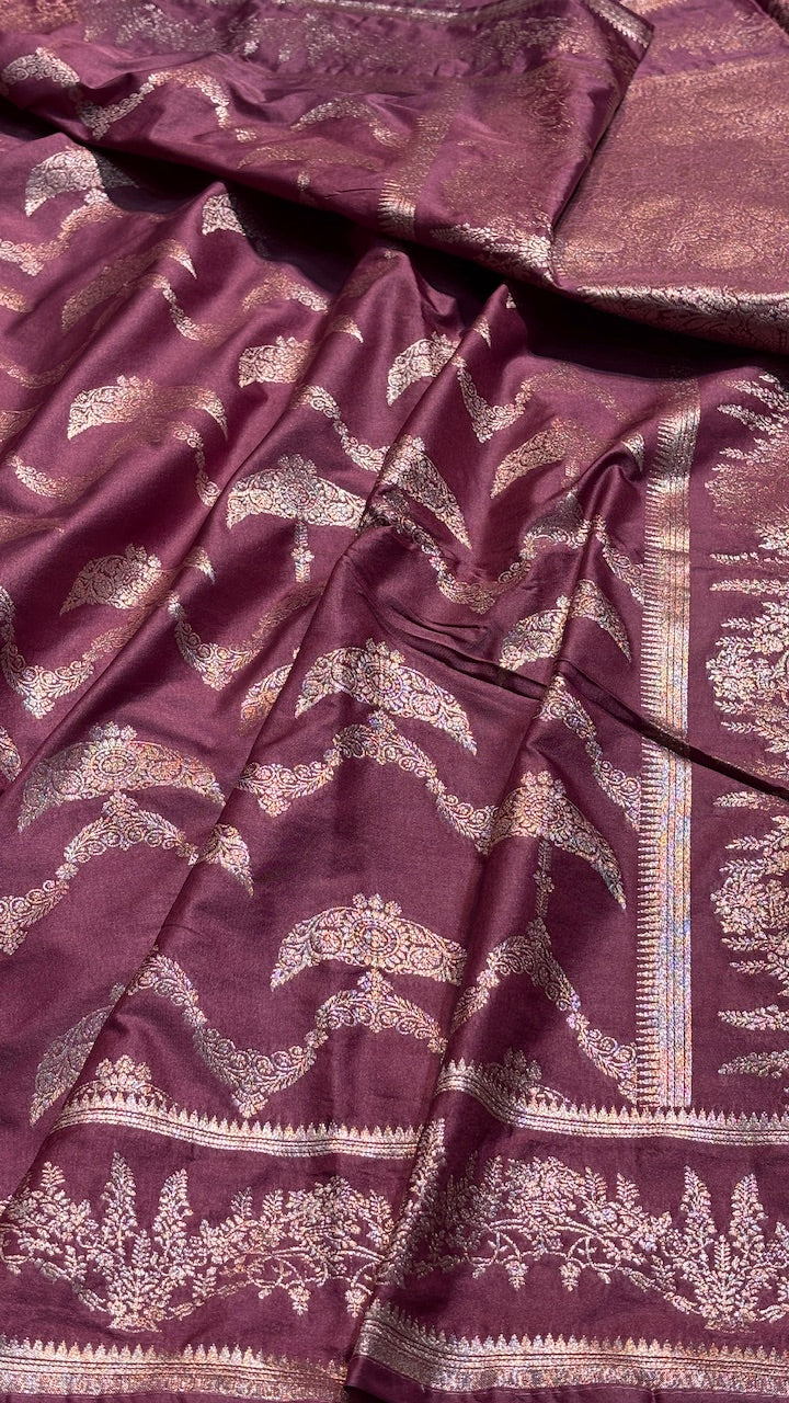 Lilac Banarasi premium katan silk saree