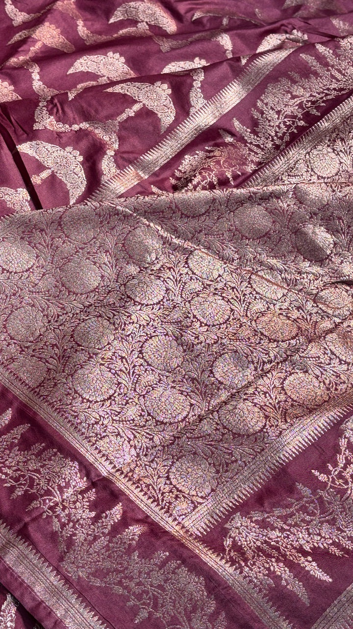 Lilac Banarasi premium katan silk saree