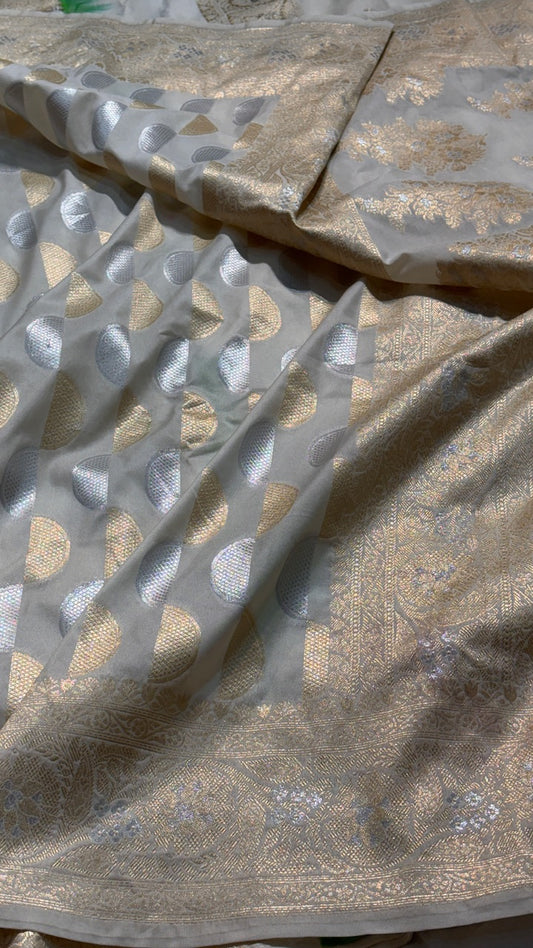 White Banarasi premium katan silk saree