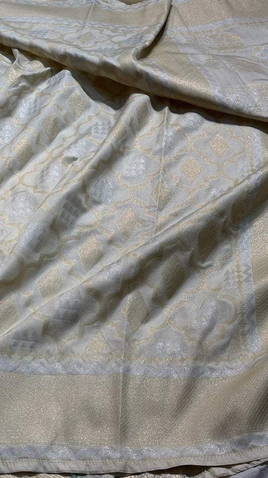 White Banarasi premium katan silk saree