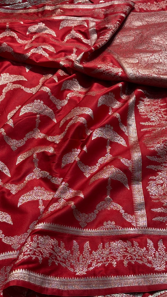 Red Banarasi premium katan silk saree