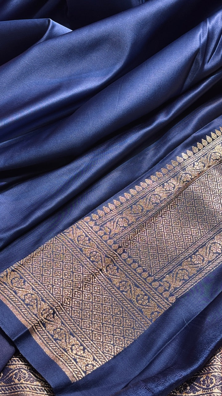 Dusty Rose Pink Banarasi Satin katan Silk