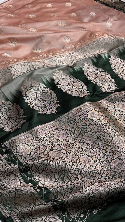Blush Pink Banarasi Satin katan Silk