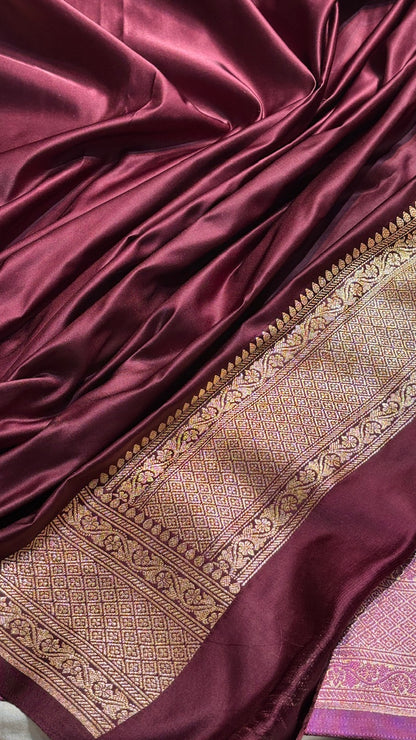 Rose Pink Banarasi Satin katan Silk