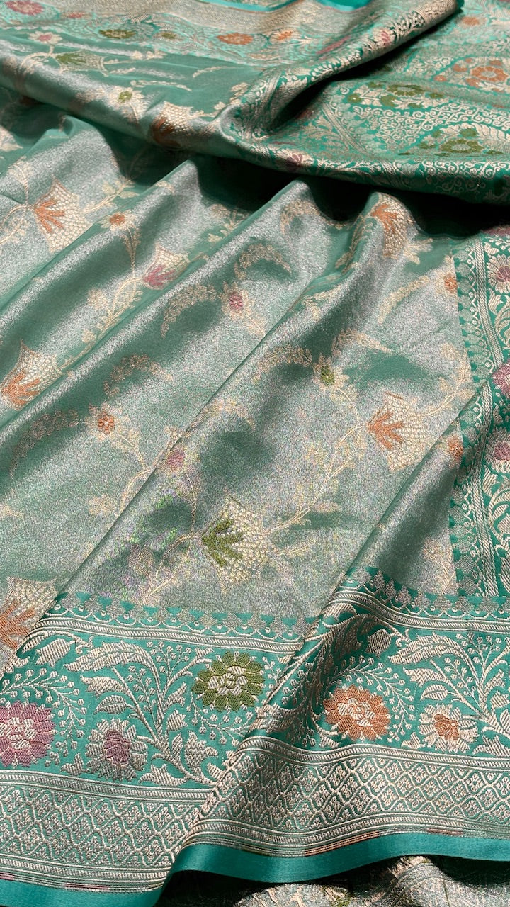 Sea Green Banarasi Tissue Silk Saree