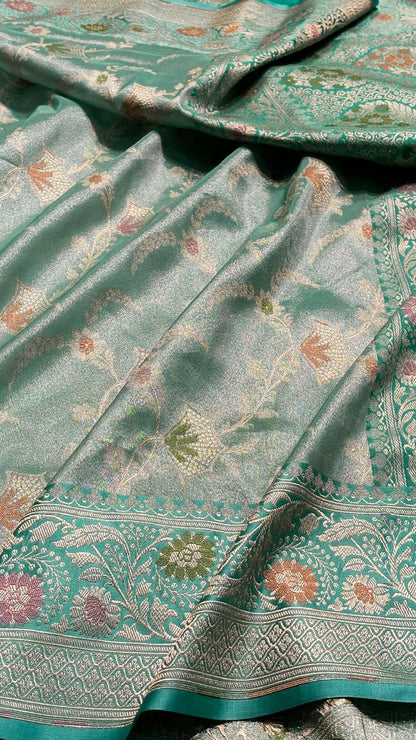 Sea Green Banarasi Tissue Silk Saree