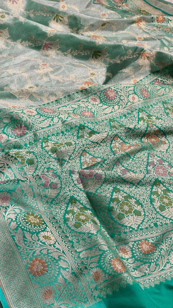 Sea Green Banarasi Tissue Silk Saree