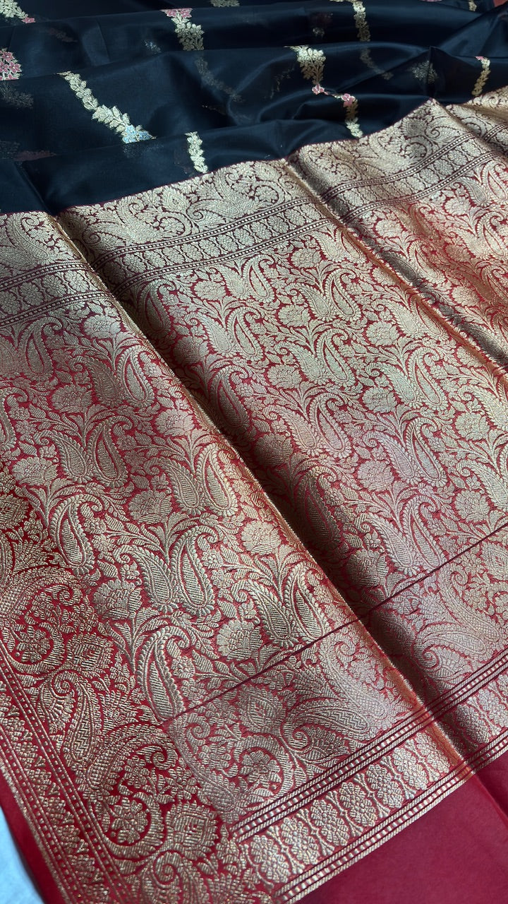 Navy Blue Banarasi Kora Organza Saree,