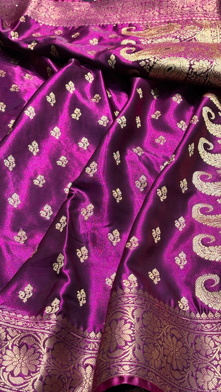 Magenta Banarasi Satin Silk