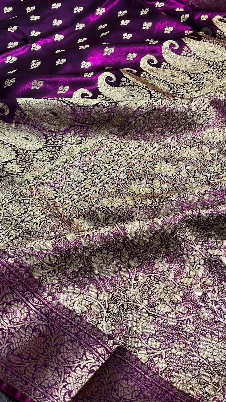 Magenta Banarasi Satin Silk