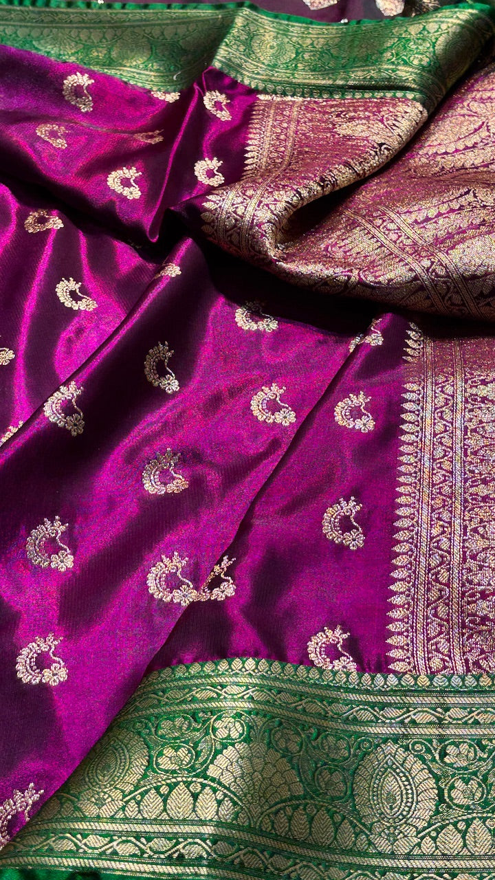 Magenta Banarasi Satin Silk