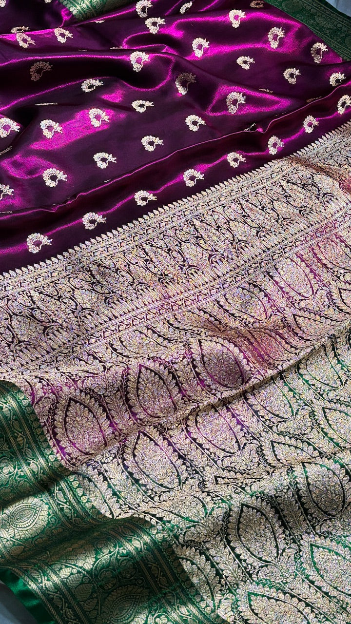 Magenta Banarasi Satin Silk