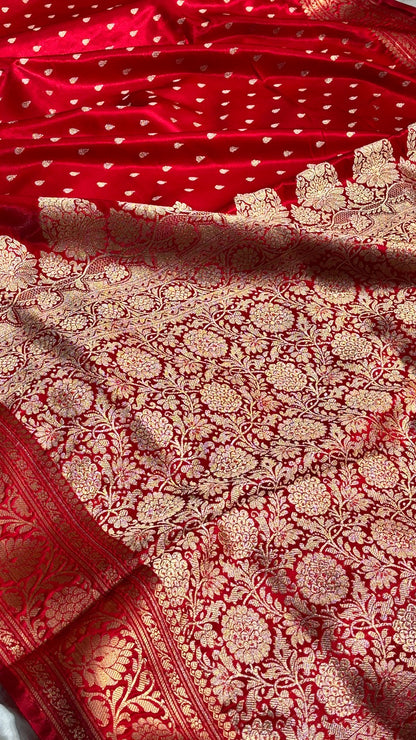 Red Banarasi Satin Silk