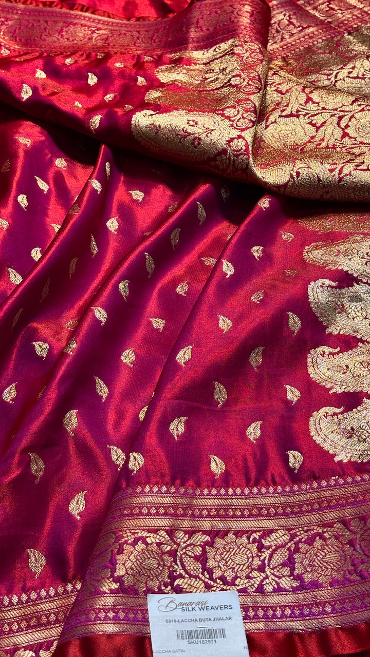Magenta Pink Banarasi Satin Silk