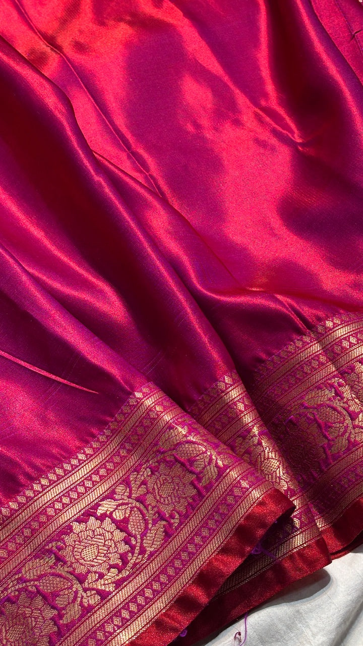 Magenta Pink Banarasi Satin Silk