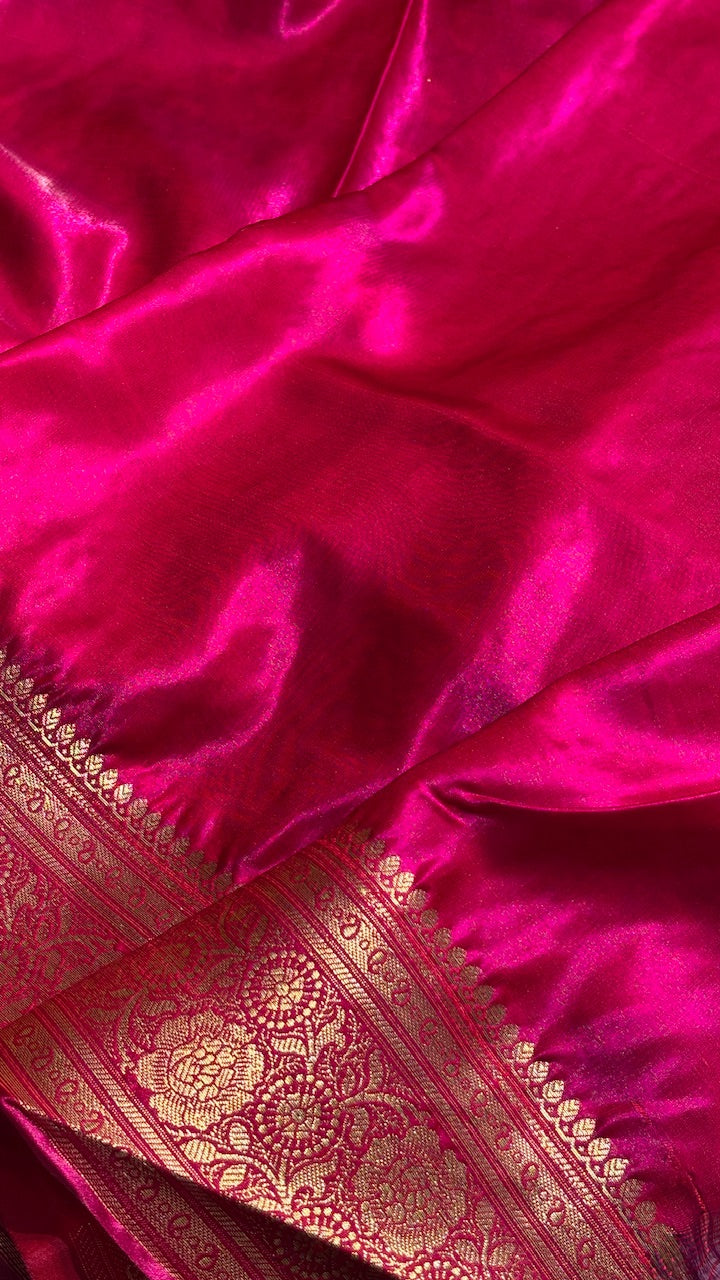 Bottle Green Banarasi Satin Silk