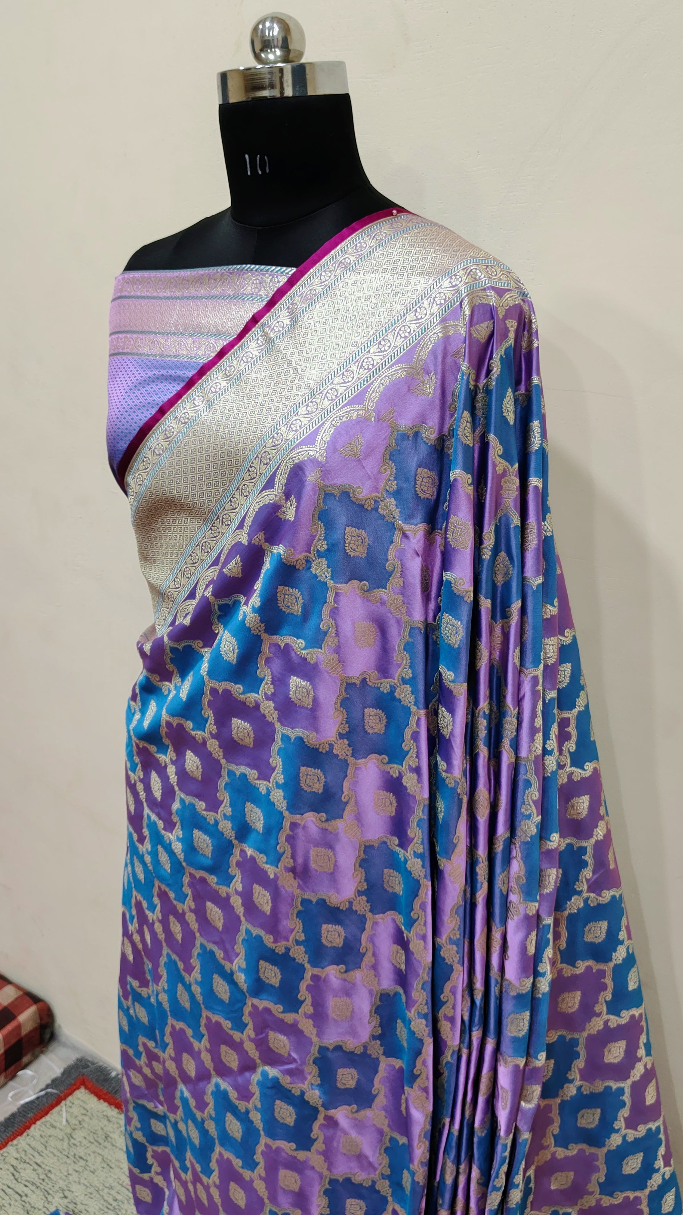 Royal Blue Banarasi Mashru Katan Silk Saree