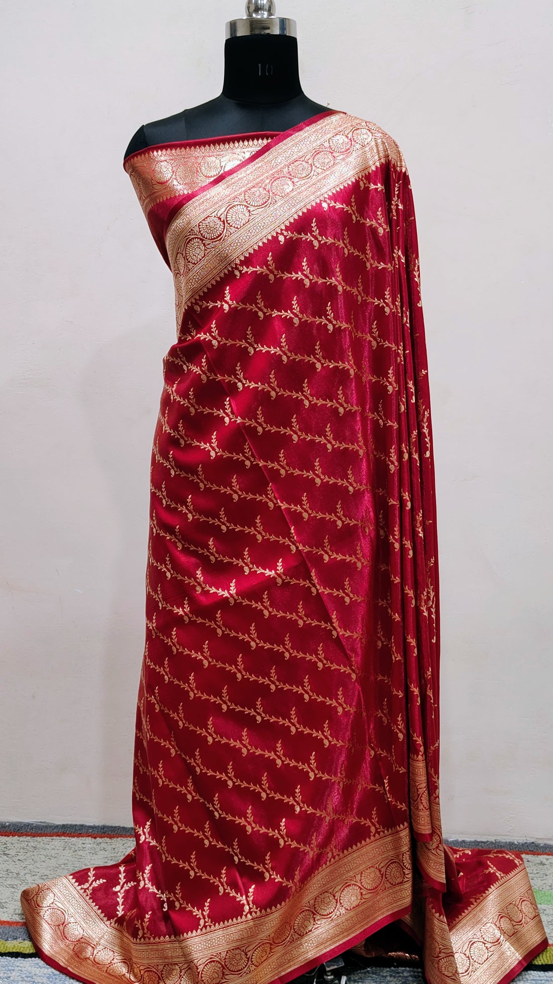 Red Banarasi Satin Silk