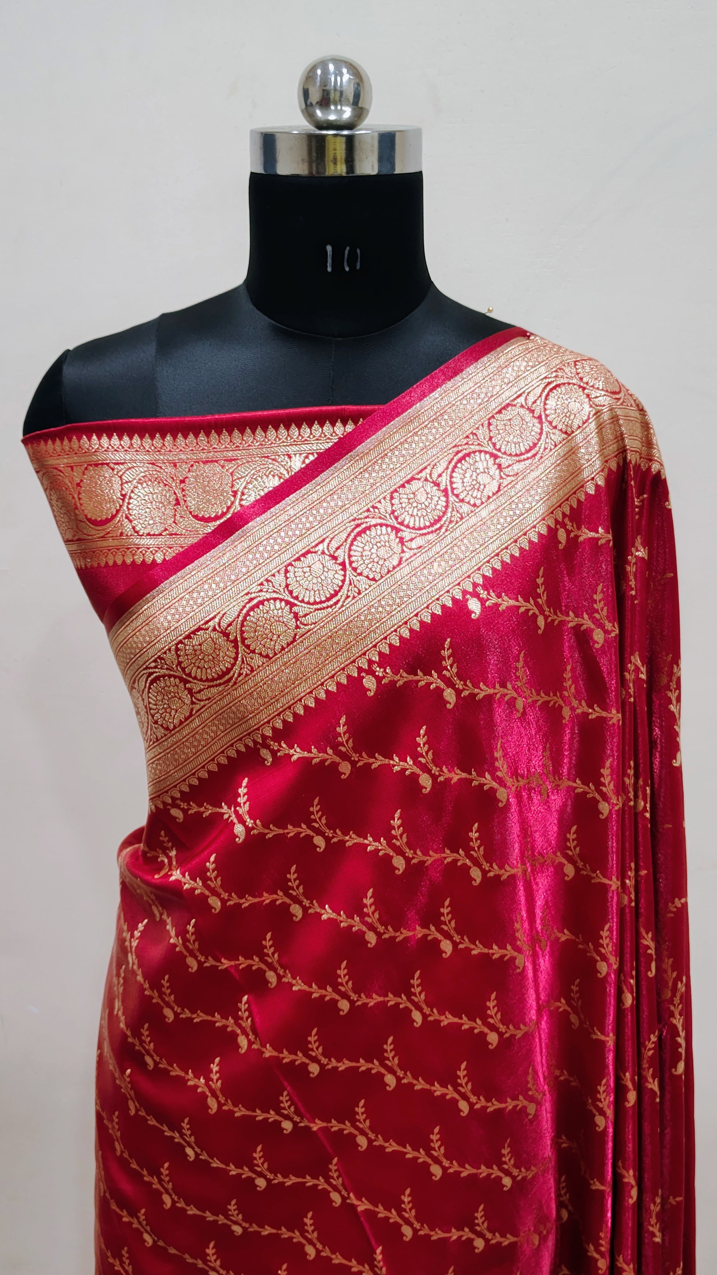 Red Banarasi Satin Silk