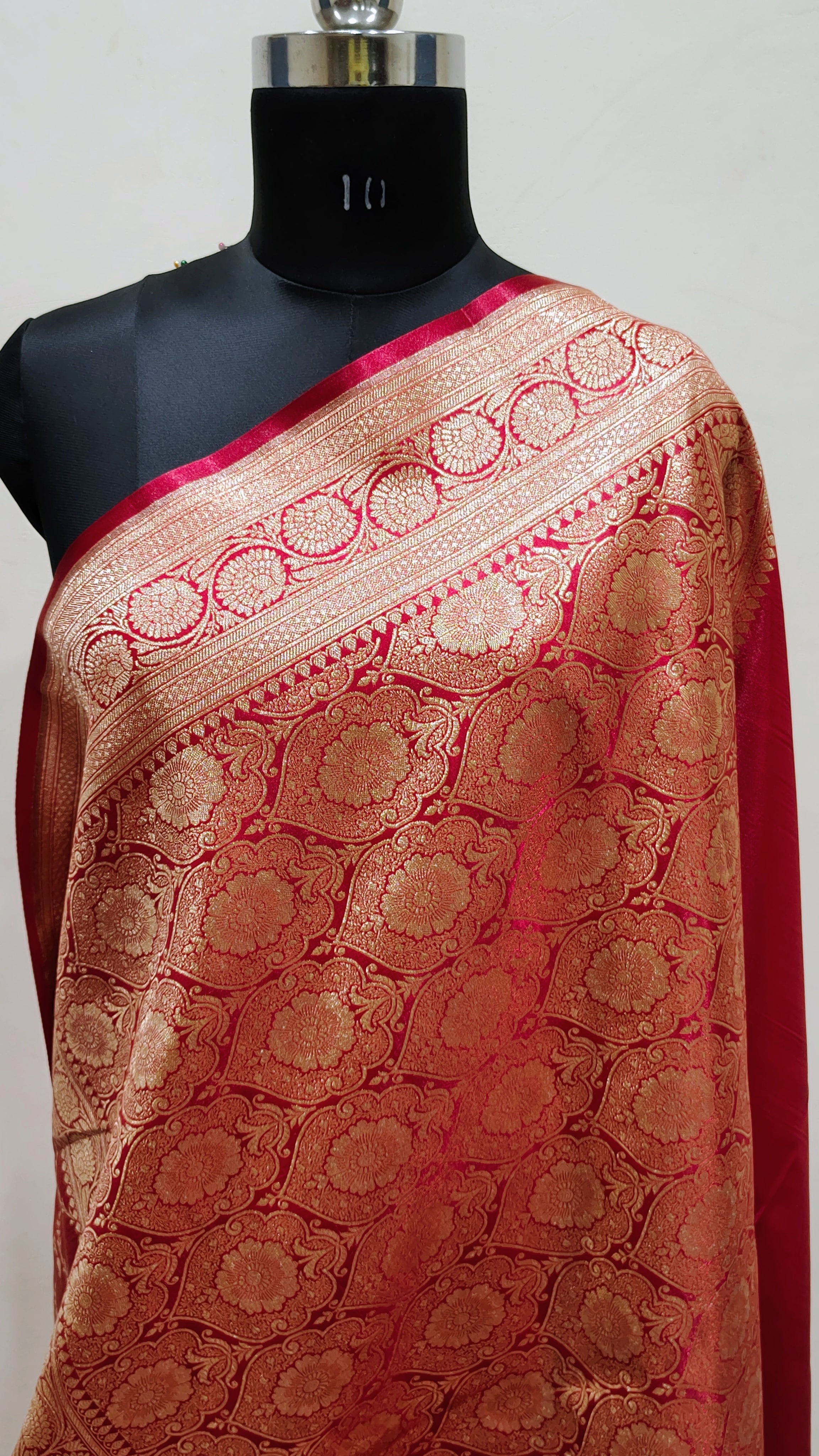 Red Banarasi Satin Silk
