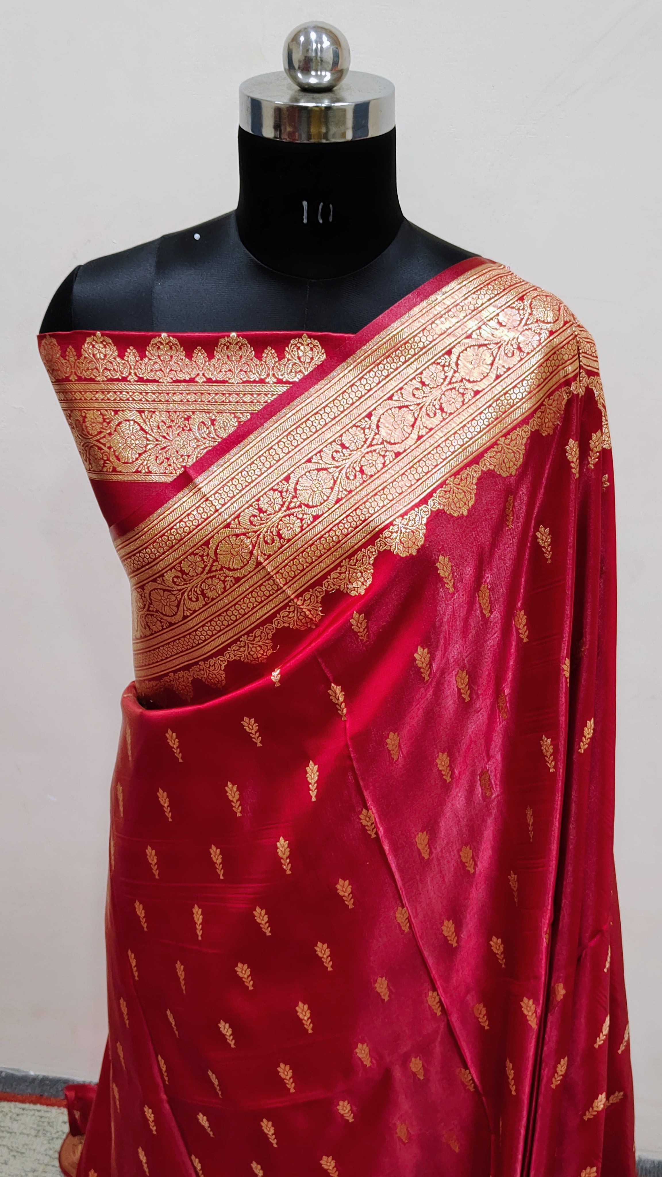 Maroon Red Banarasi Satin Silk