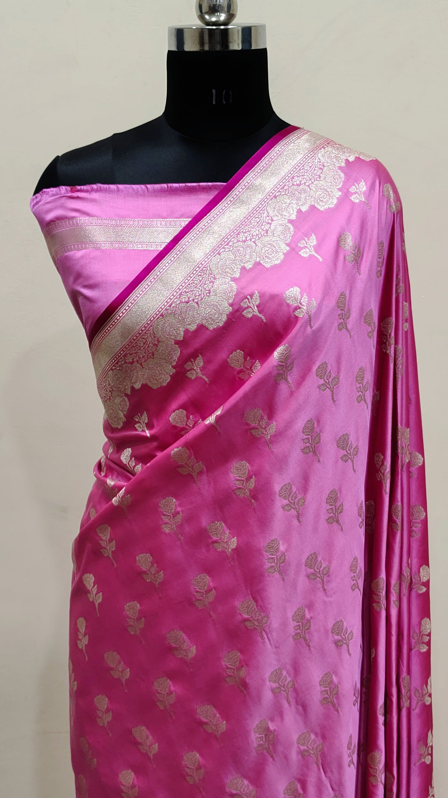 Pink Banarasi Mashru Katan Silk Saree
