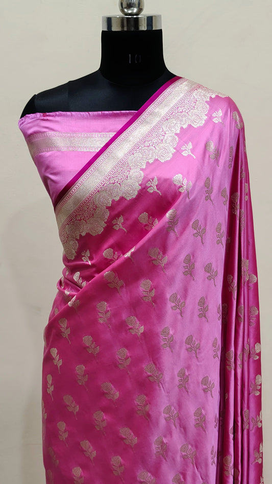 Pink Banarasi Mashru Silk Saree