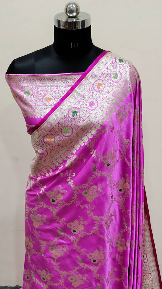 Pink Banarasi Mashru Silk Saree