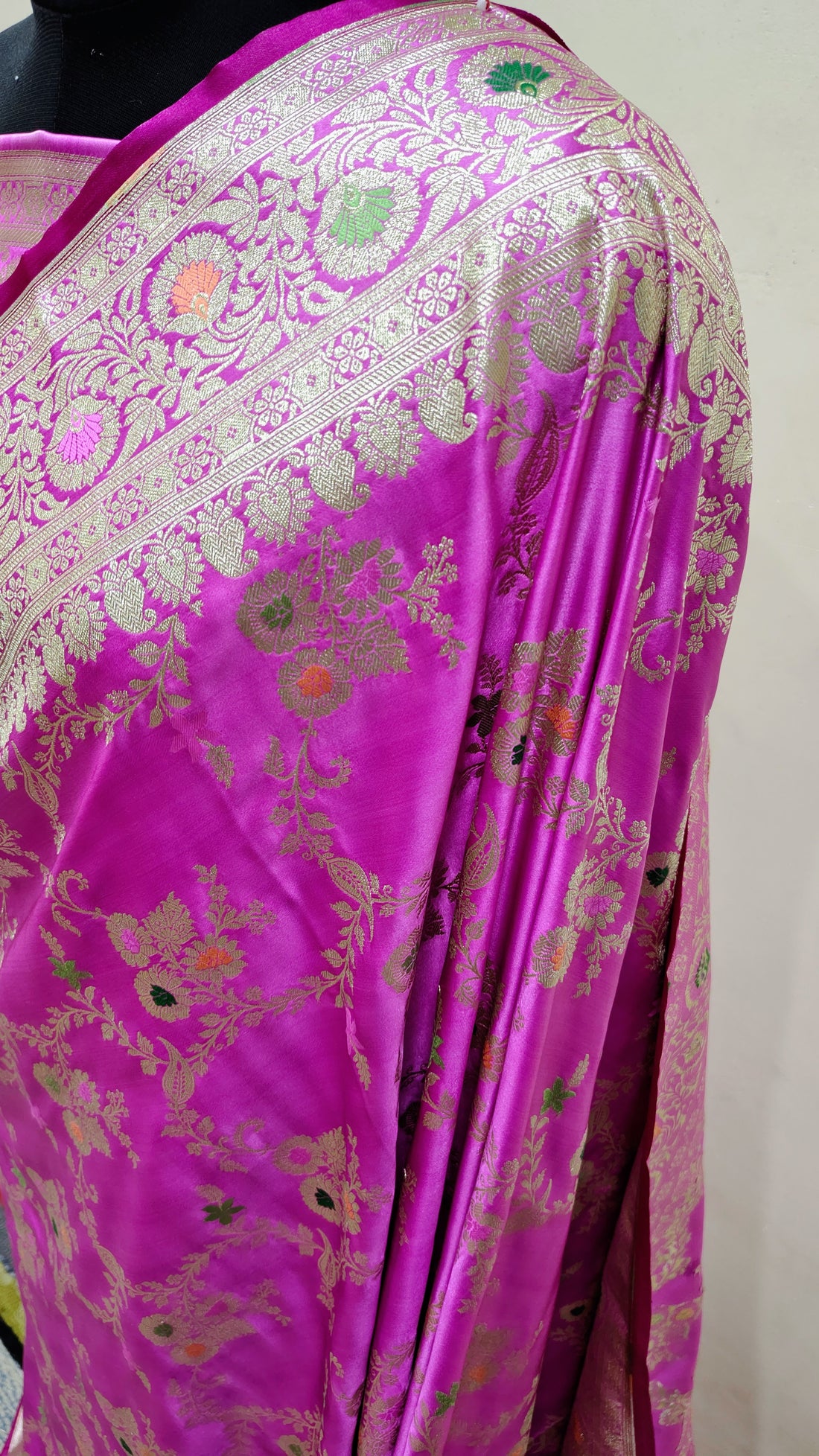 Pink Banarasi Mashru Katan Silk Saree