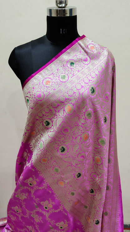 Pink Banarasi Mashru Katan Silk Saree