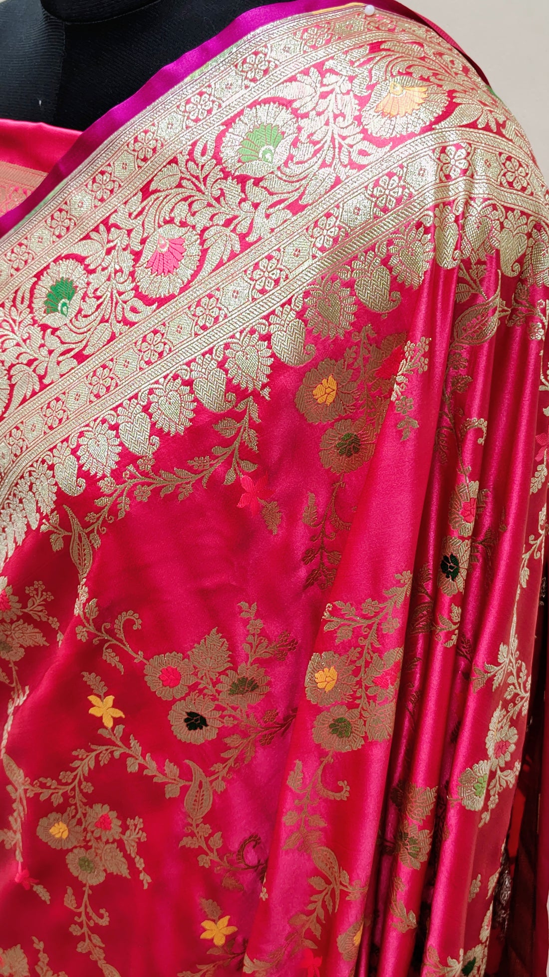Pink Banarasi Mashru Katan Silk Saree