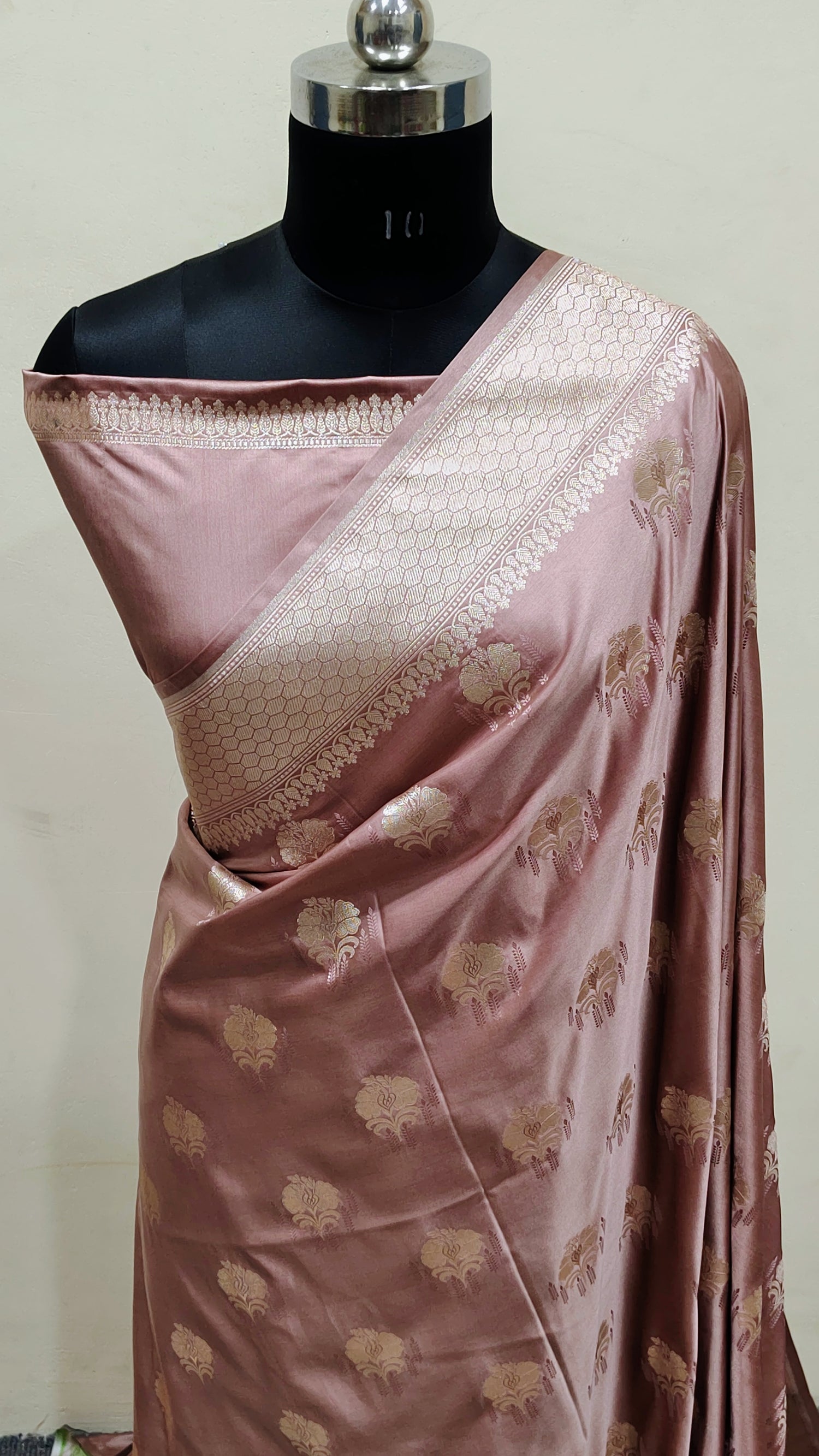 Lilac Banarasi Mashru Katan Silk Saree