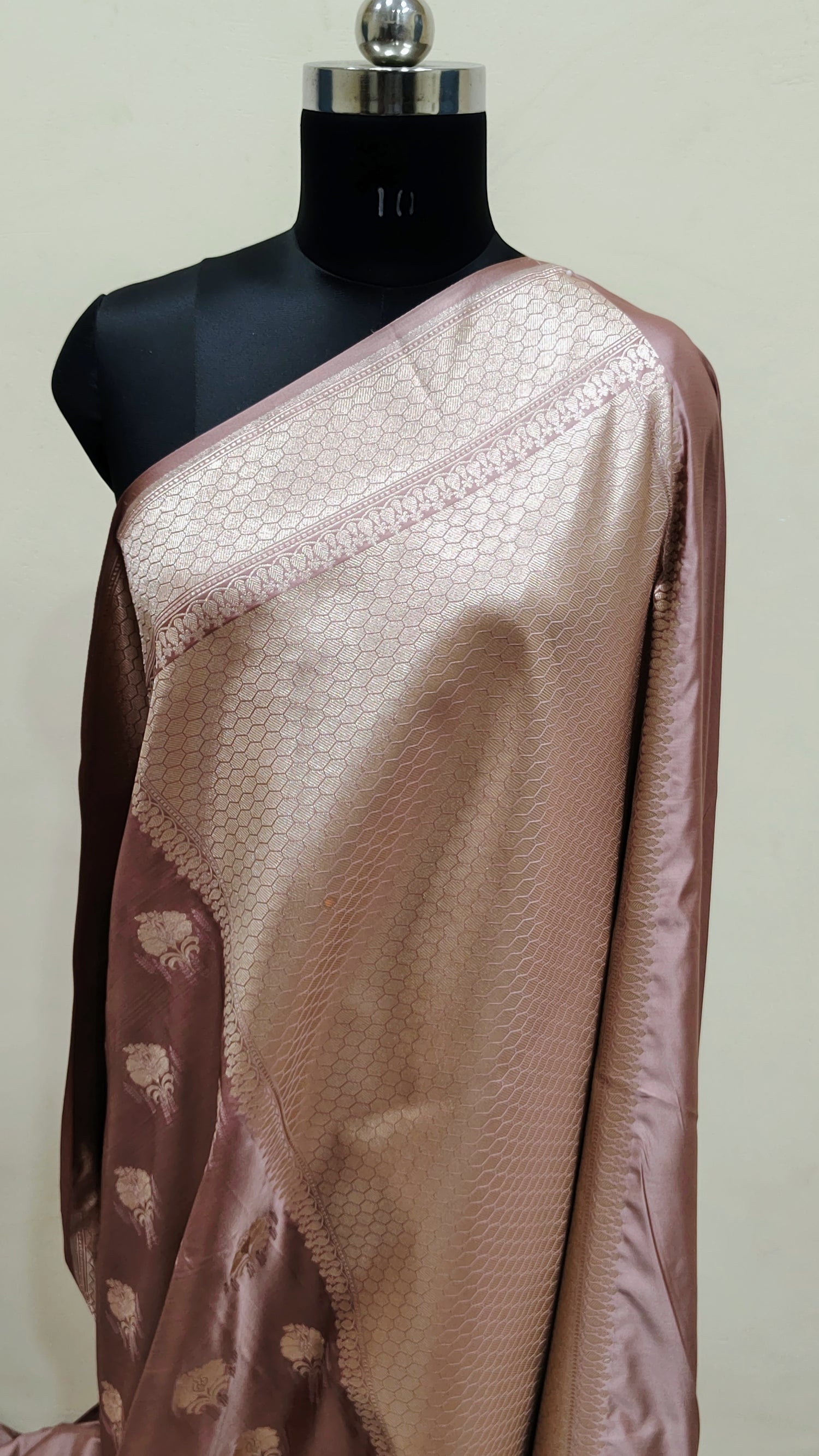 Lilac Banarasi Mashru Katan Silk Saree