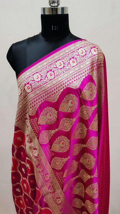 Rani Pink Banarasi Mashru Katan Silk Saree