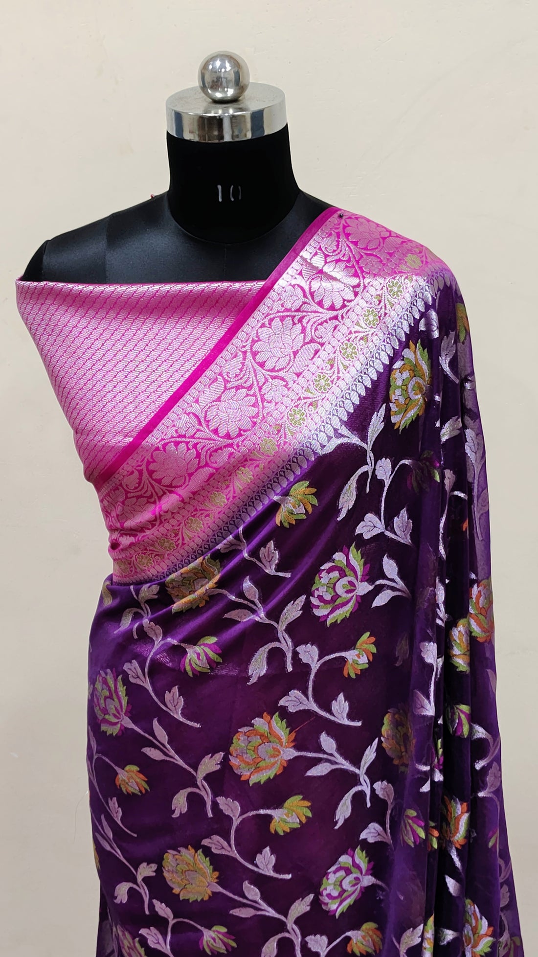Magenta Banarasi khaddi georgette