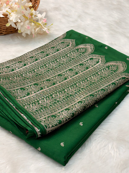 Green Pure Banarasi Mashru Silk Saree