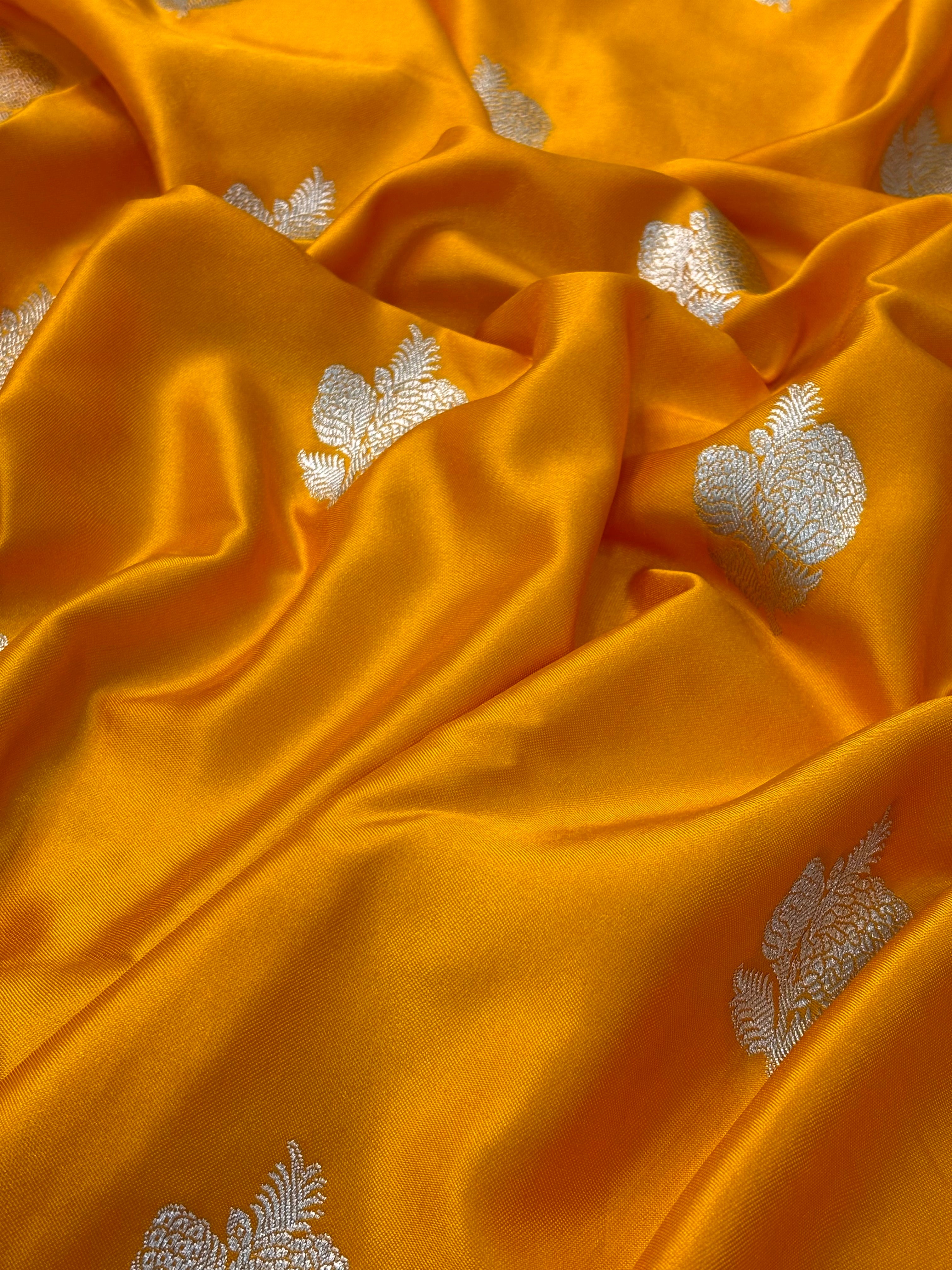 Orange Pure Banarasi Mashru Katan Silk Saree