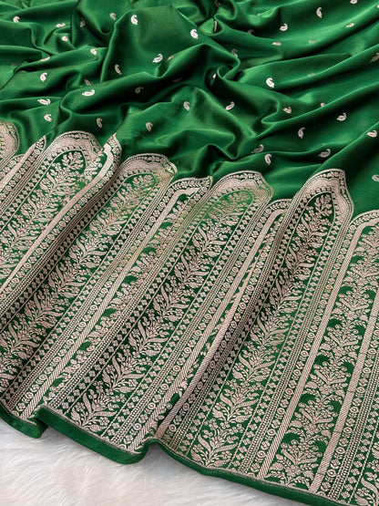 Green Pure Banarasi Mashru Silk Saree