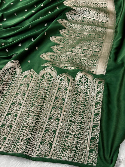Green Pure Banarasi Mashru Silk Saree