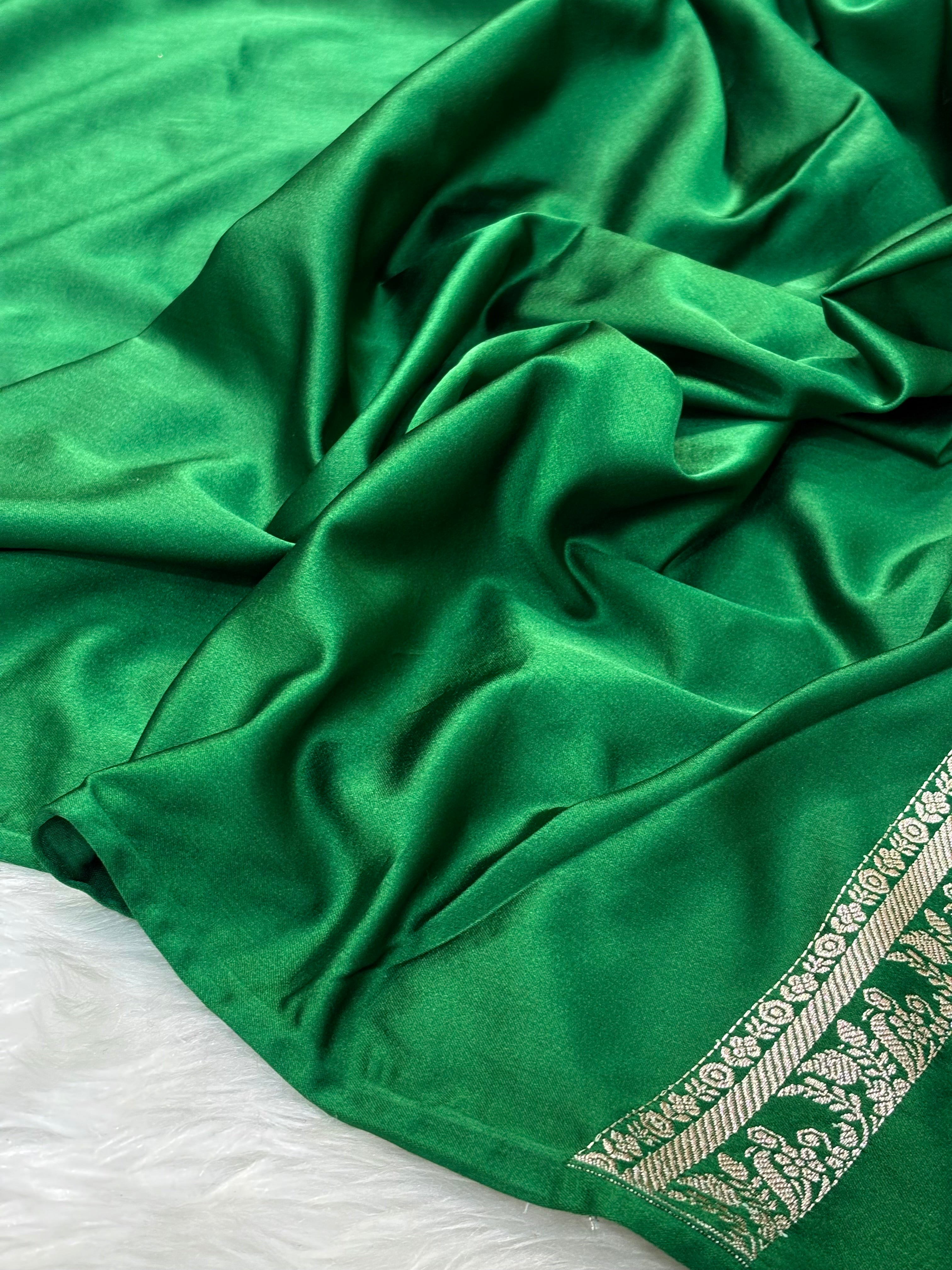 Green Pure Banarasi Mashru Silk Saree
