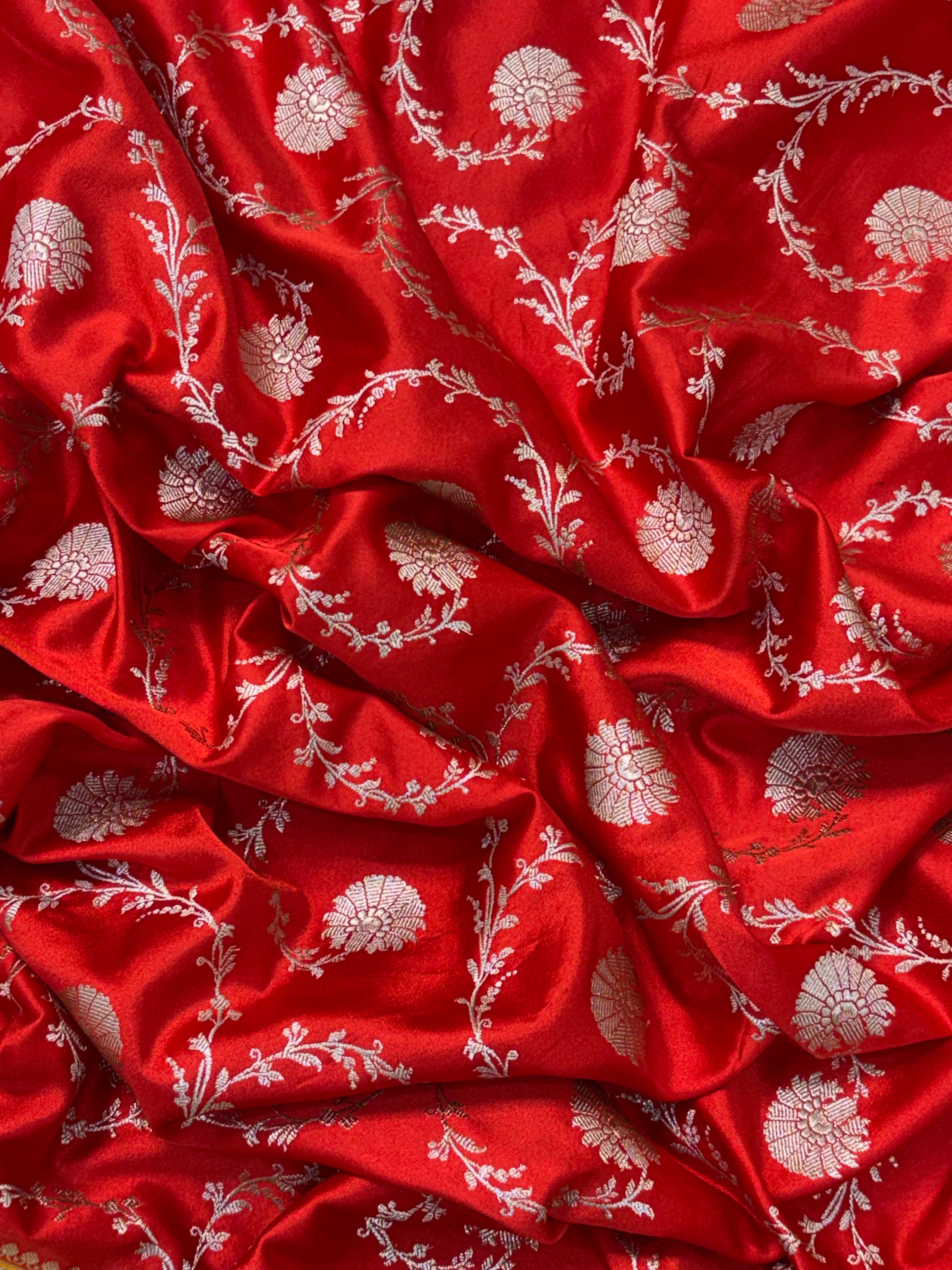 Red Pure Banarasi Mashru Silk Saree