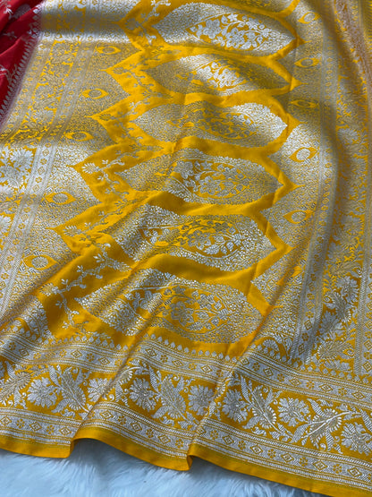Red Pure Banarasi Mashru Silk Saree