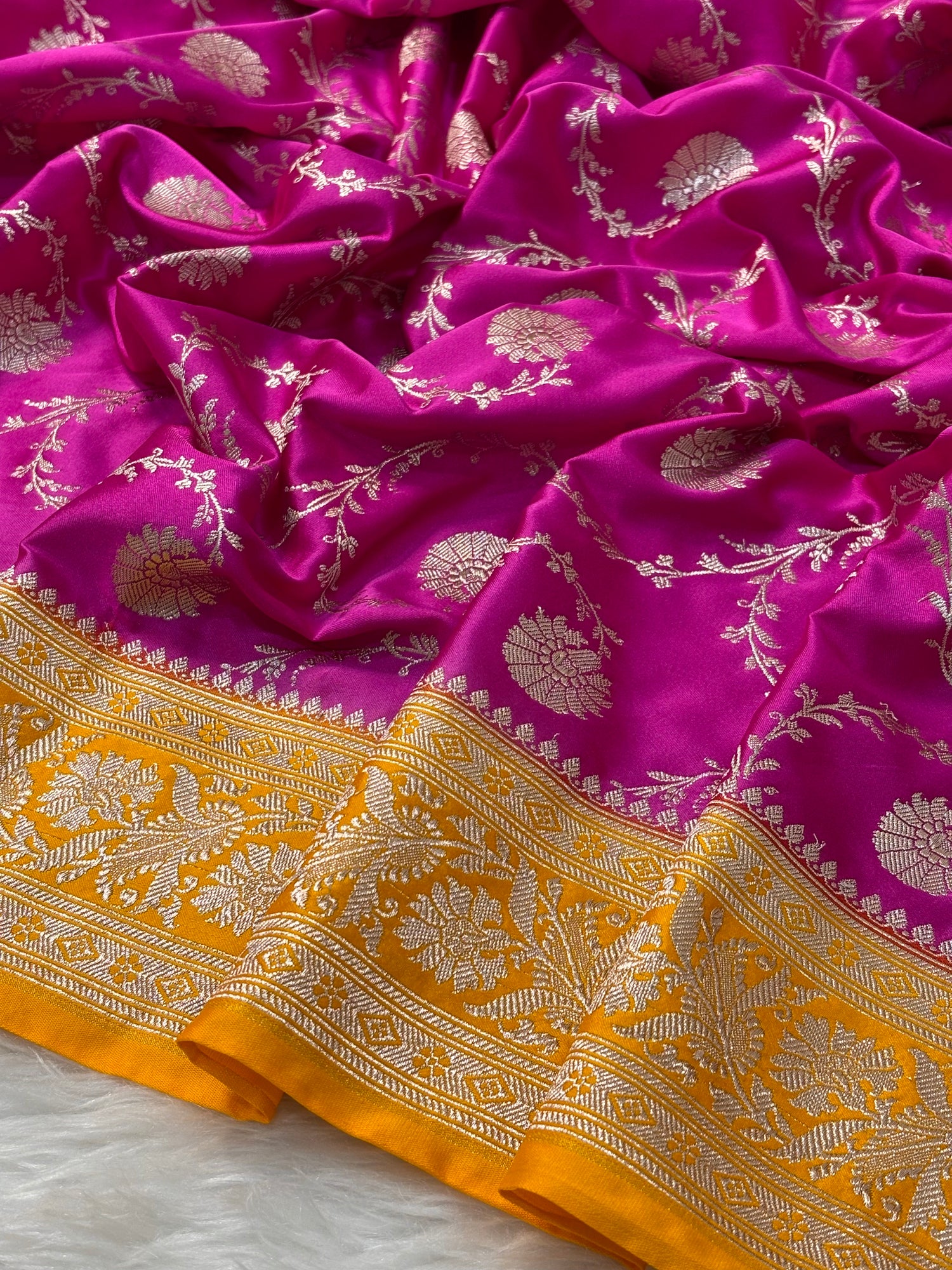 Pink Pure Banarasi Mashru Katan Silk Saree