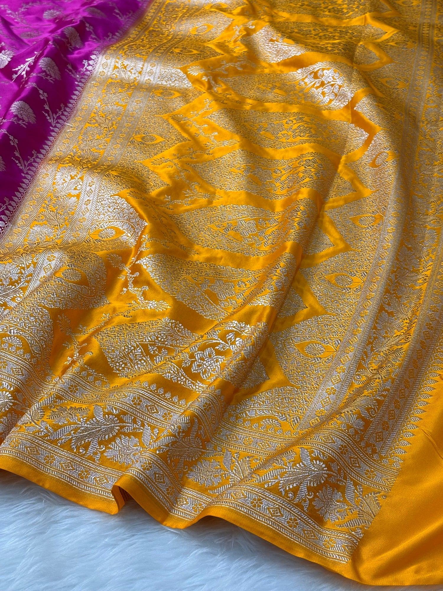 Pink Pure Banarasi Mashru Katan Silk Saree